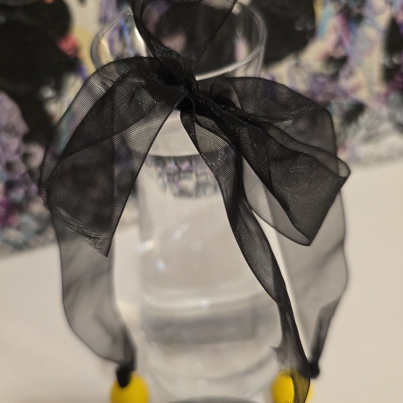 HANDCRAFTED Upcycled Black & Yellow Butterfly Necklace Choker HANDMADE Jewelry - Picture 3 of 14